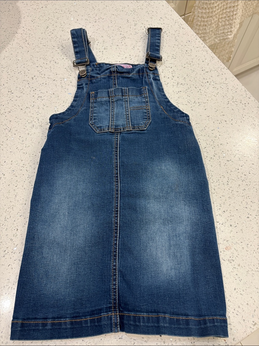 Girls 1st Kiss Dark Blue Denim Overall Dress size 7/8